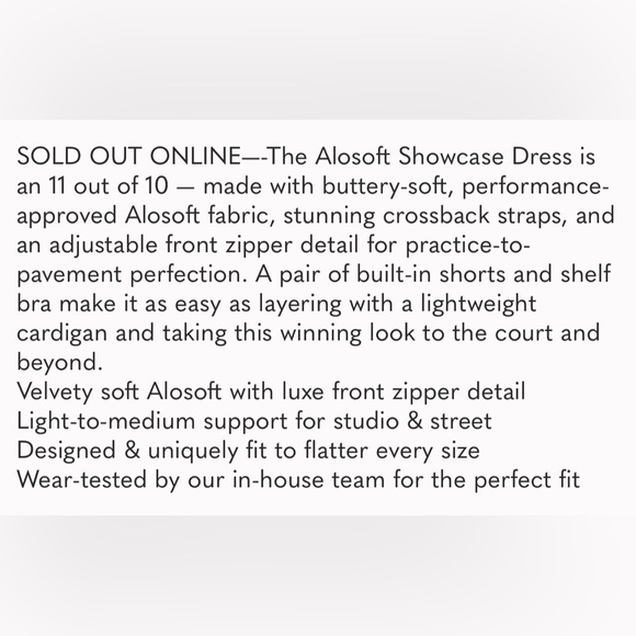 Alo tennis Alosoft Showcase Dress Black XS. Sold out in stores & online $118 - Picture 15 of 16